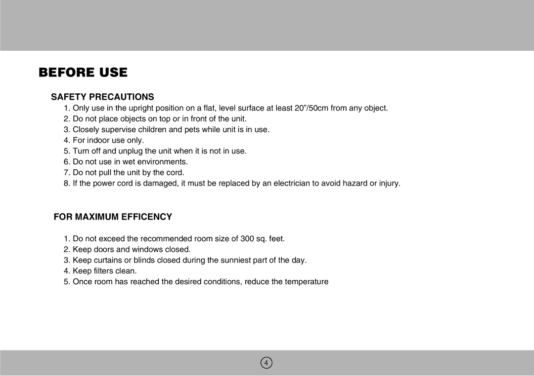 Royal Sovereign ARP-904EC owner manual Before USE, Safety Precautions, For Maximum Efficency 