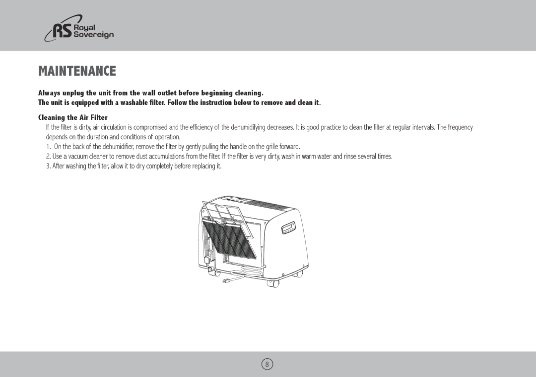 Royal Sovereign BDH-450 owner manual Maintenance 