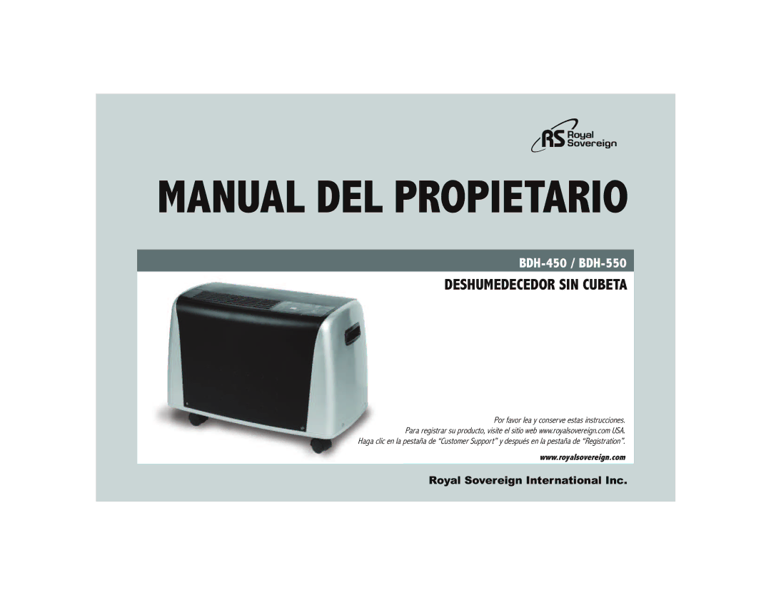 Royal Sovereign BDH-550 owner manual Manual DEL Propietario 