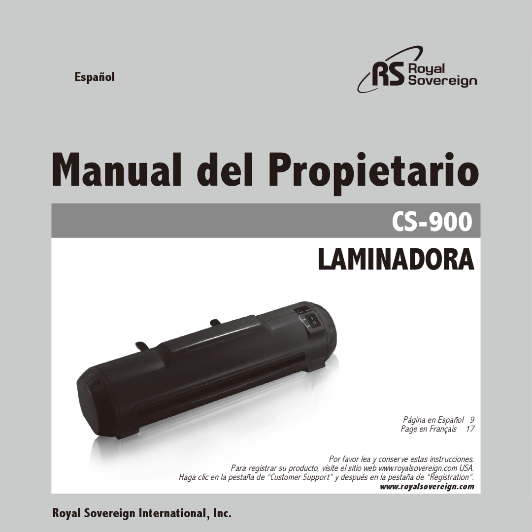 Royal Sovereign CS-900 owner manual Manual del Propietario 