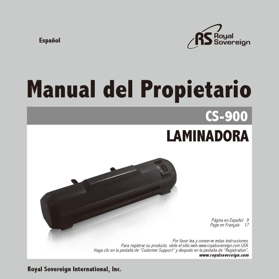 Royal Sovereign CS-900 Manual del Propietario, Laminadora, Español, Por favor lea y conserve estas instrucciones 
