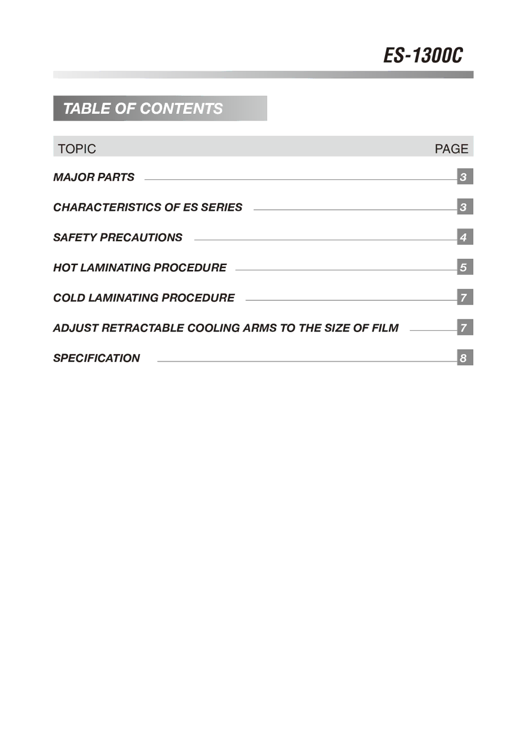 Royal Sovereign ES-1300C owner manual Table of Contents 