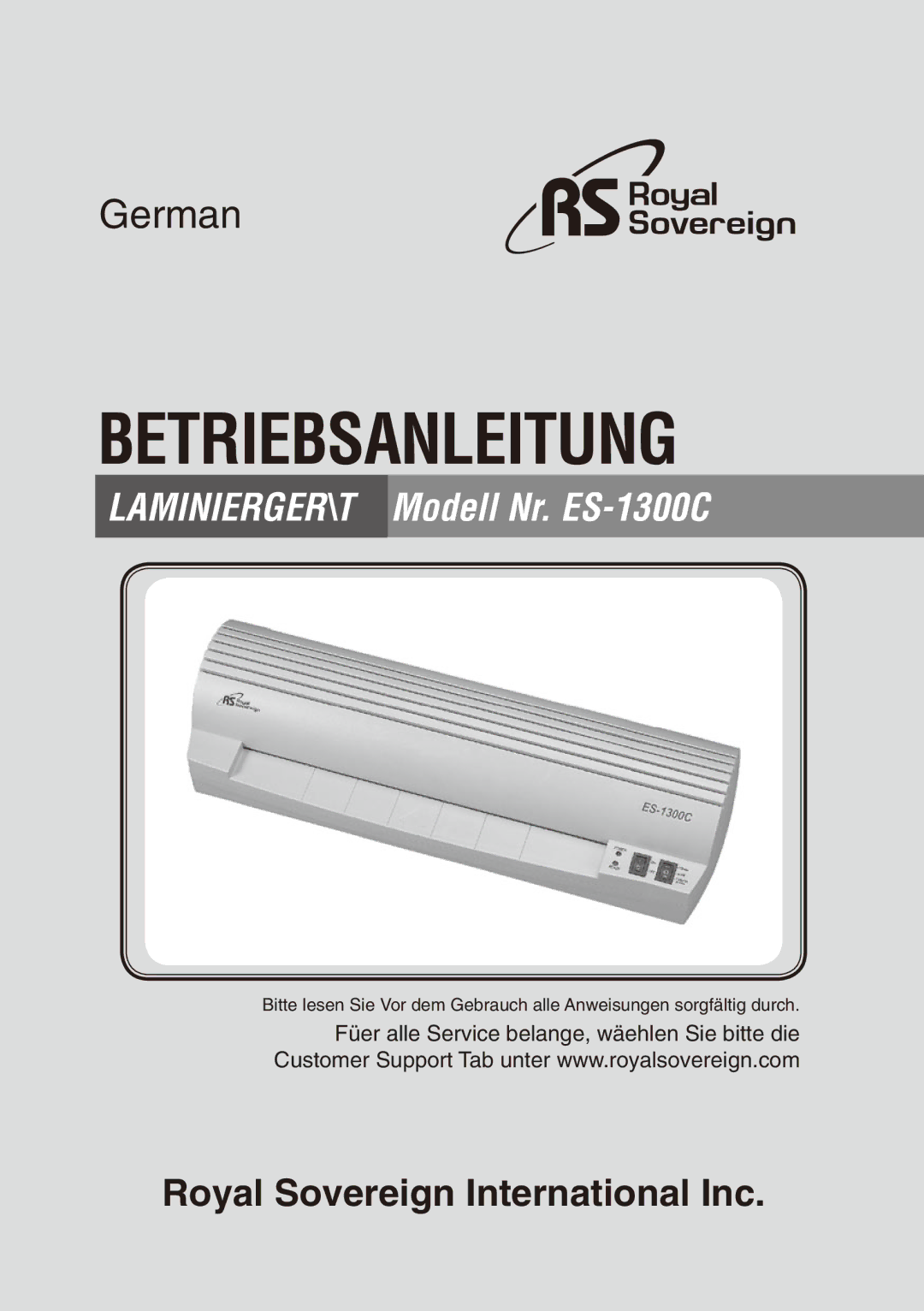 Royal Sovereign ES-1300C owner manual Betriebsanleitung 