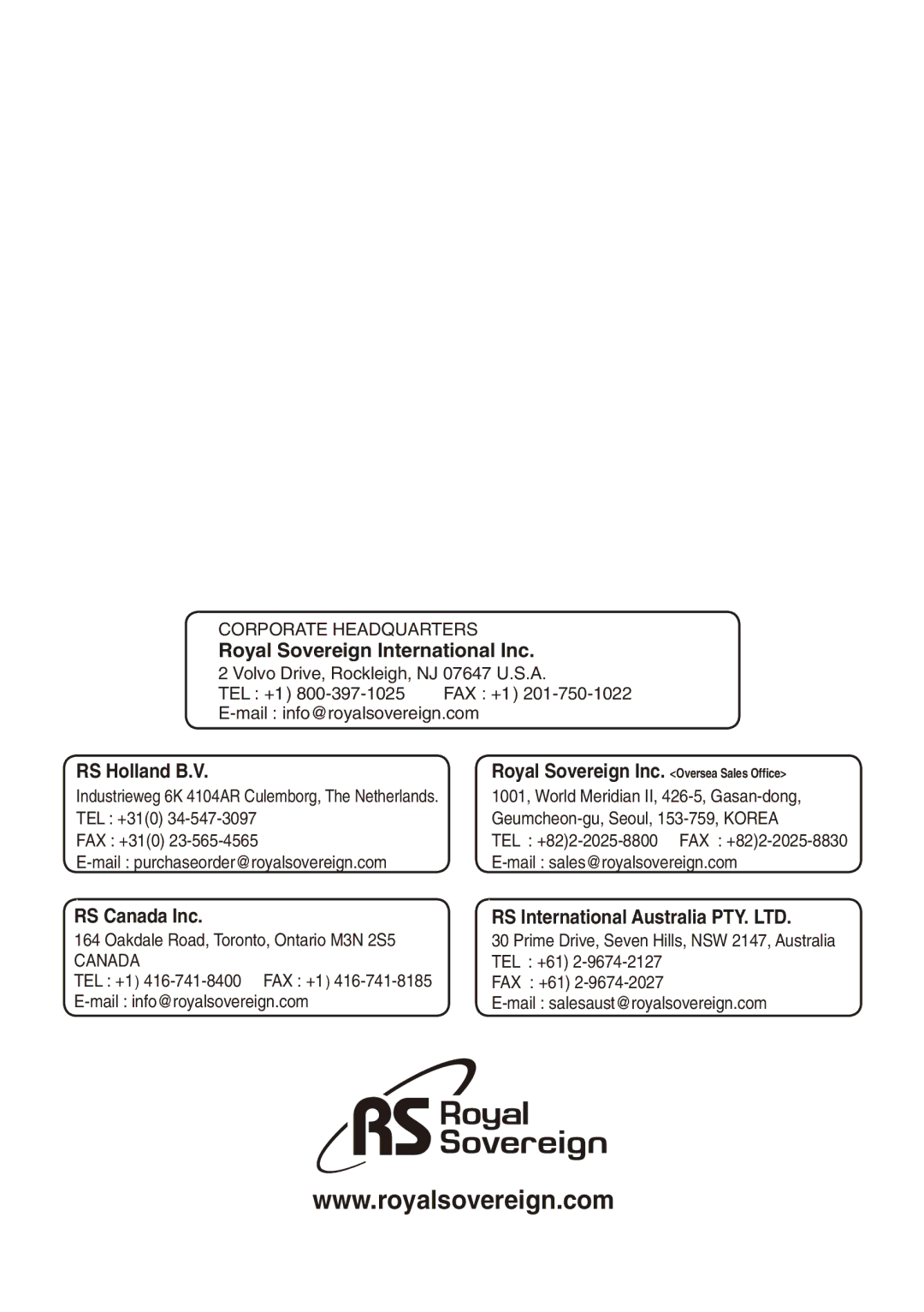 Royal Sovereign ES-1300C owner manual Royal Sovereign International Inc 