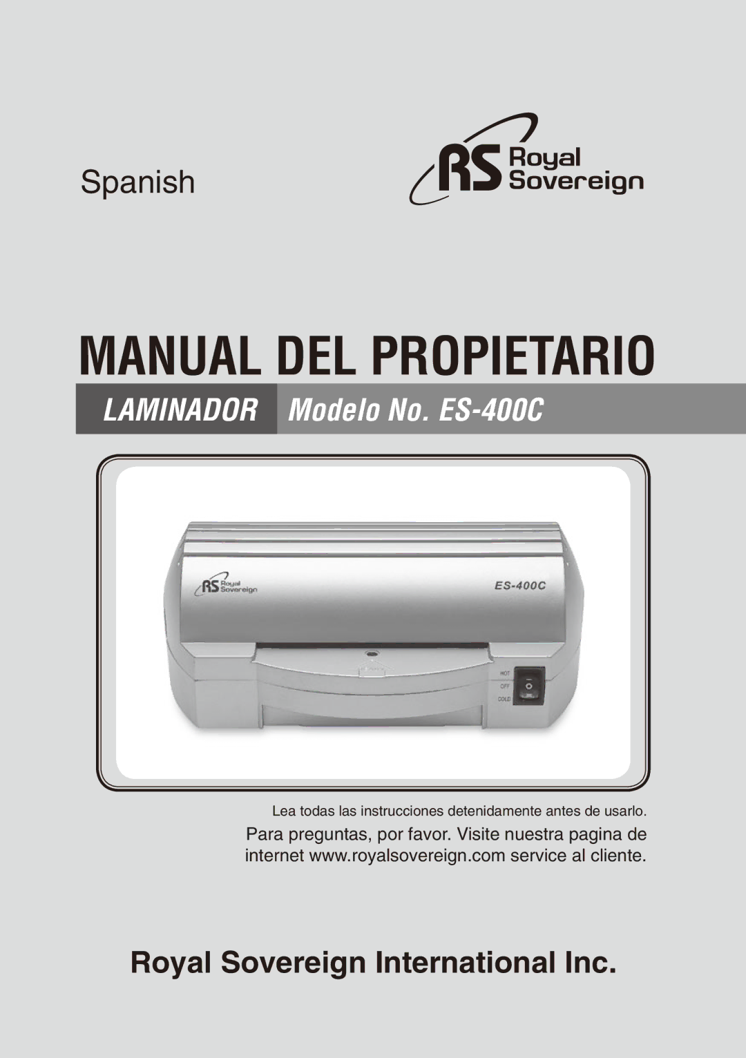 Royal Sovereign ES-400C owner manual Manual DEL Propietario 