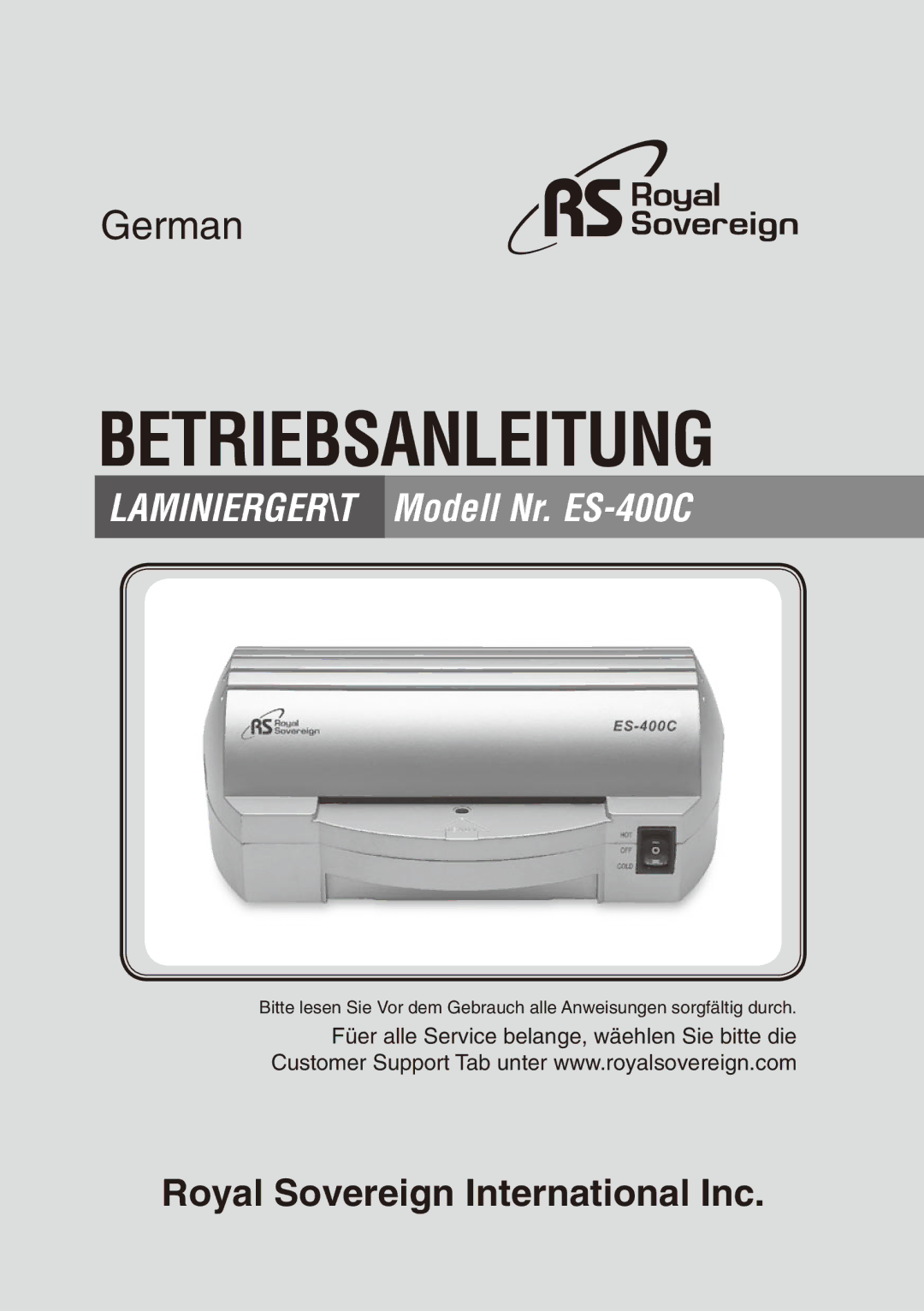 Royal Sovereign ES-400C owner manual Betriebsanleitung 