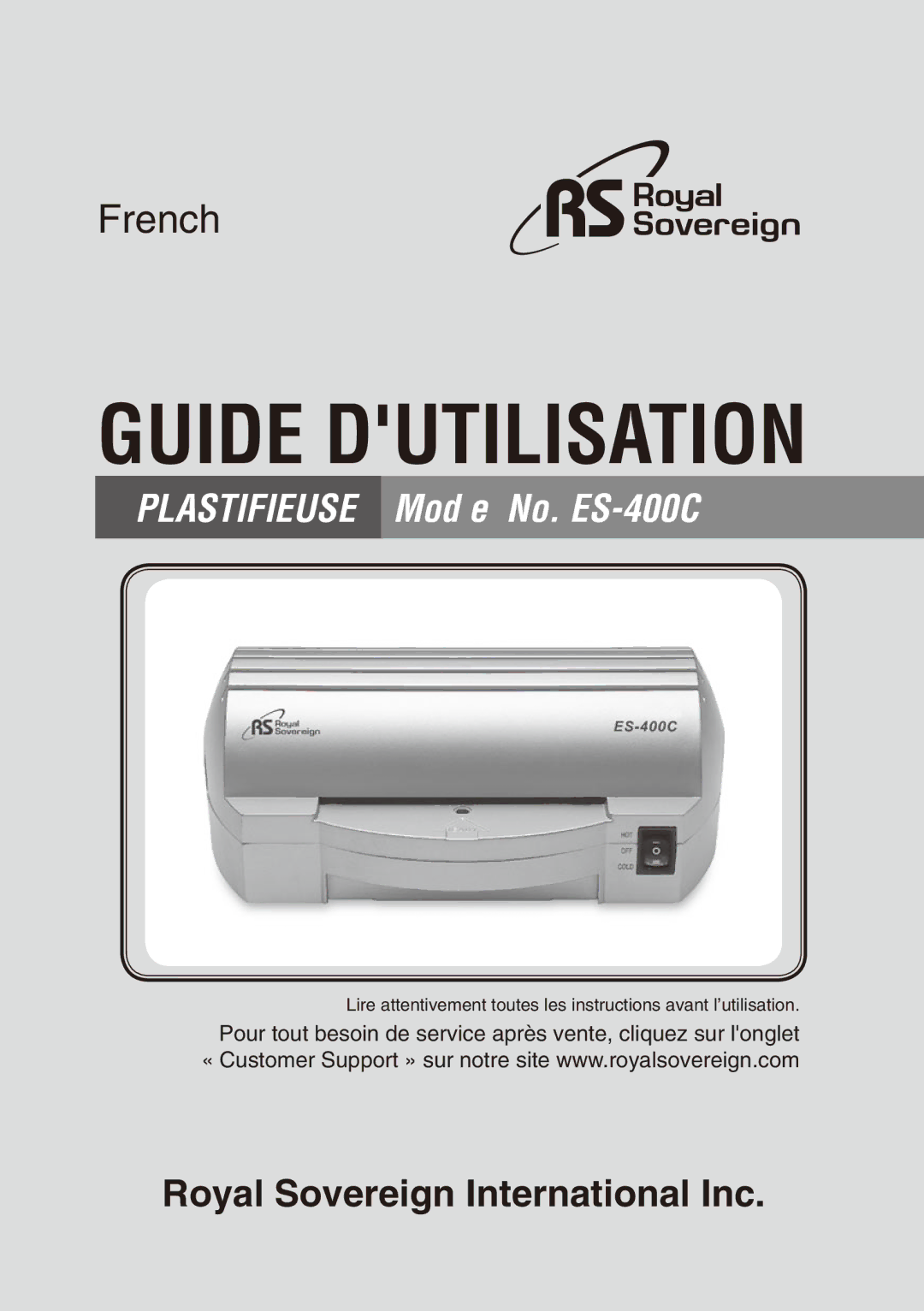 Royal Sovereign ES-400C owner manual Guide Dutilisation 