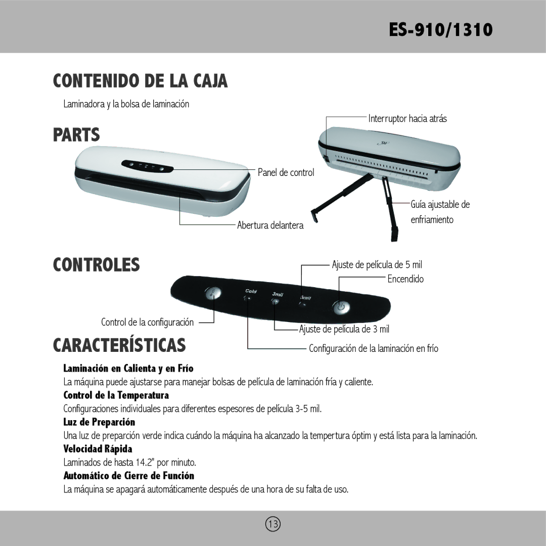 Royal Sovereign ES-1310, ES-910 owner manual Contenido DE LA Caja, Controles, Características 