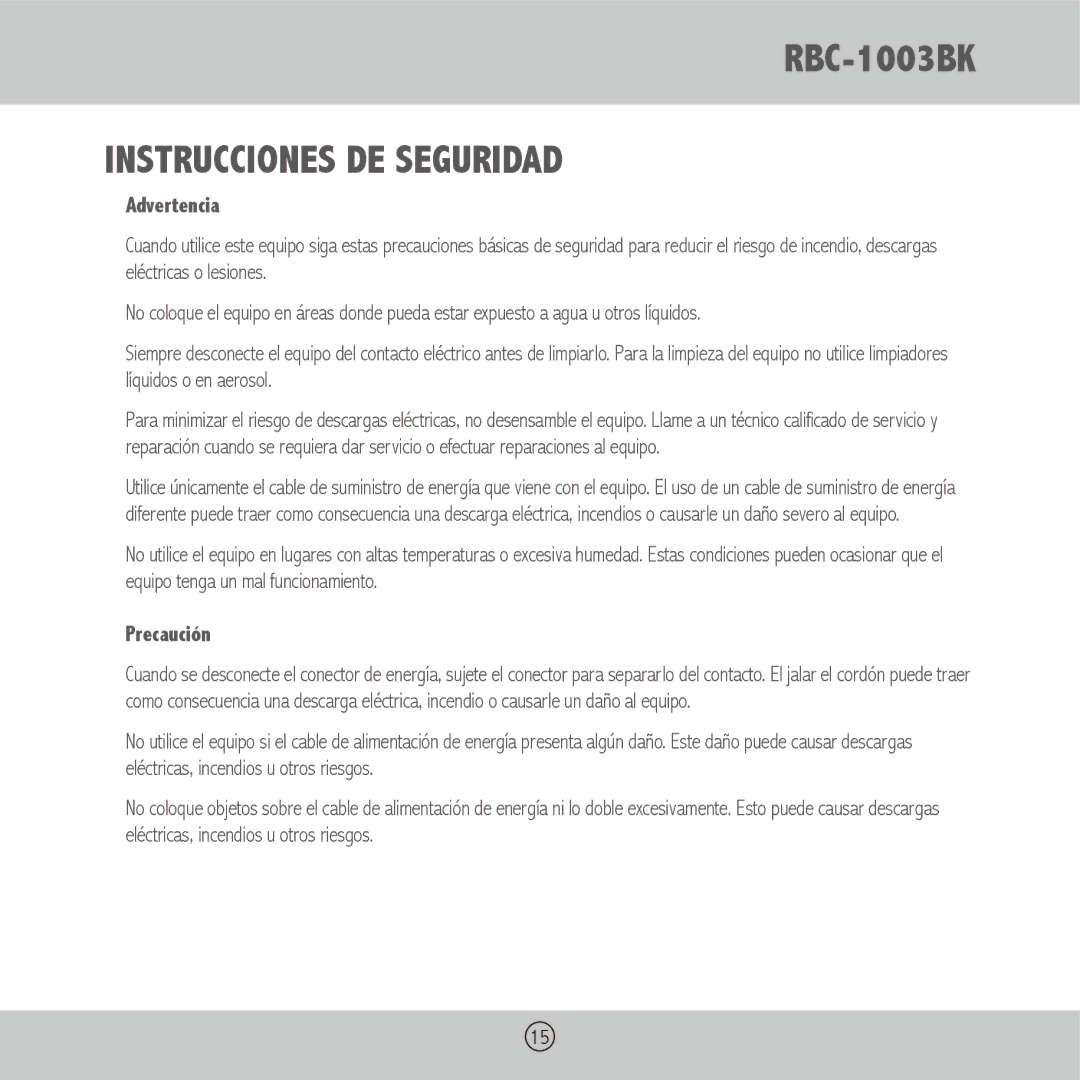 Royal Sovereign RBC-1003BK owner manual Instrucciones DE Seguridad, Advertencia, Precaución 