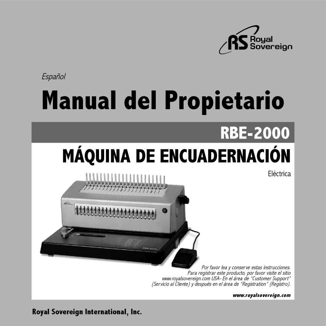 Royal Sovereign RBE-2000 owner manual Manual del Propietario 