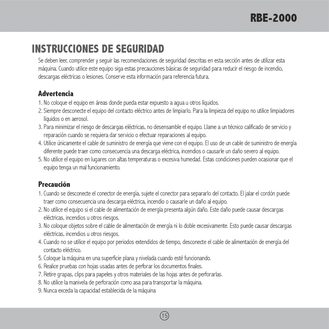 Royal Sovereign RBE-2000 owner manual Instrucciones DE Seguridad, Advertencia 