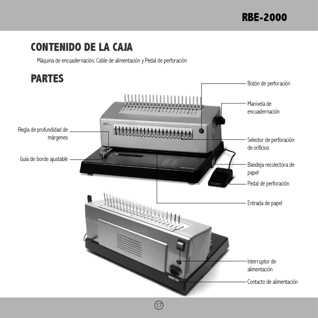 Royal Sovereign RBE-2000 owner manual Contenido DE LA Caja, Partes 