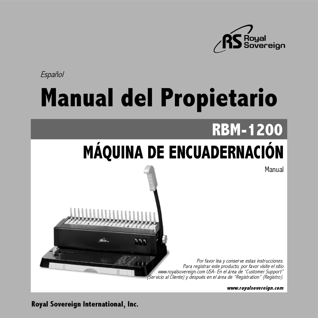 Royal Sovereign RBM-1200 owner manual Manual del Propietario 