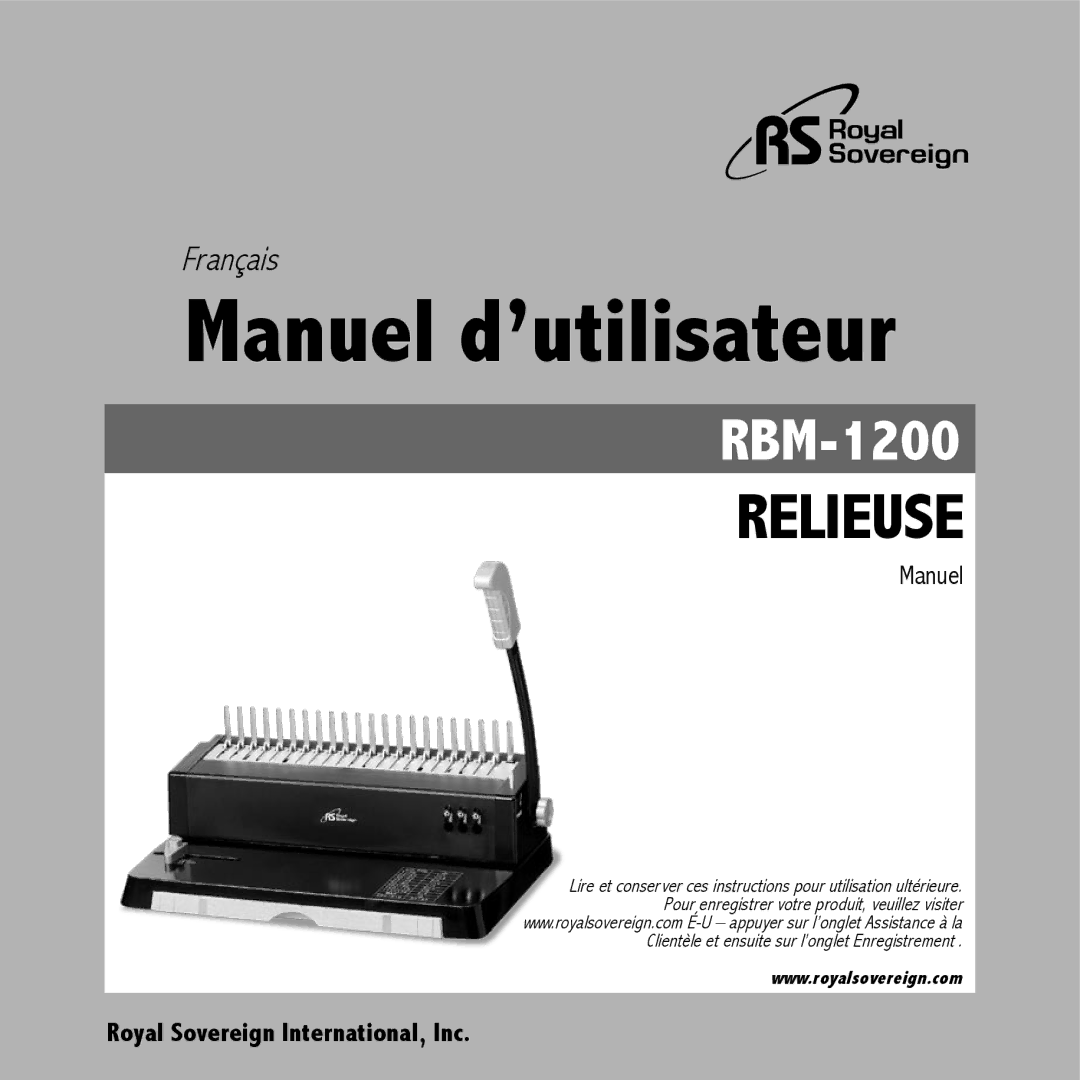 Royal Sovereign RBM-1200 owner manual Manuel d’utilisateur 