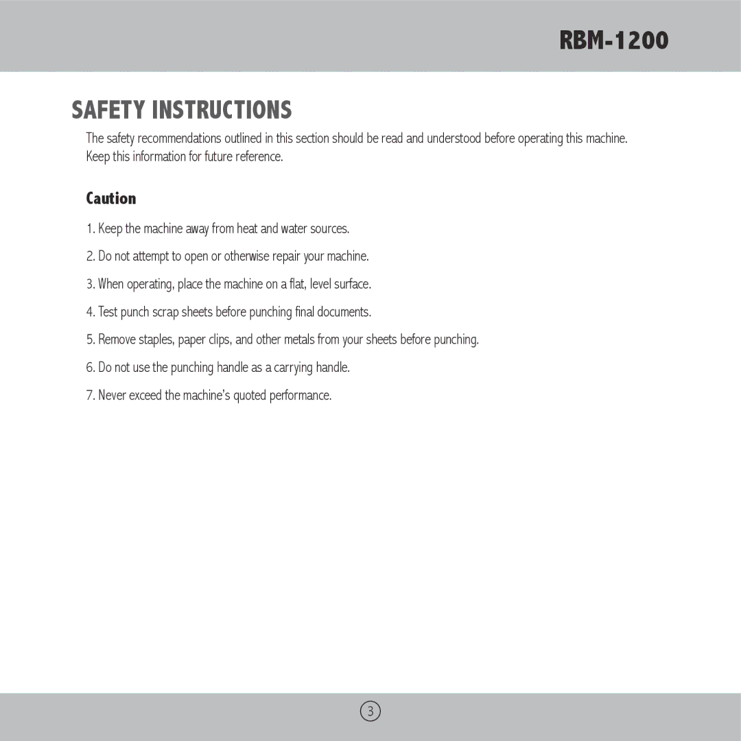 Royal Sovereign RBM-1200 owner manual Safety Instructions 