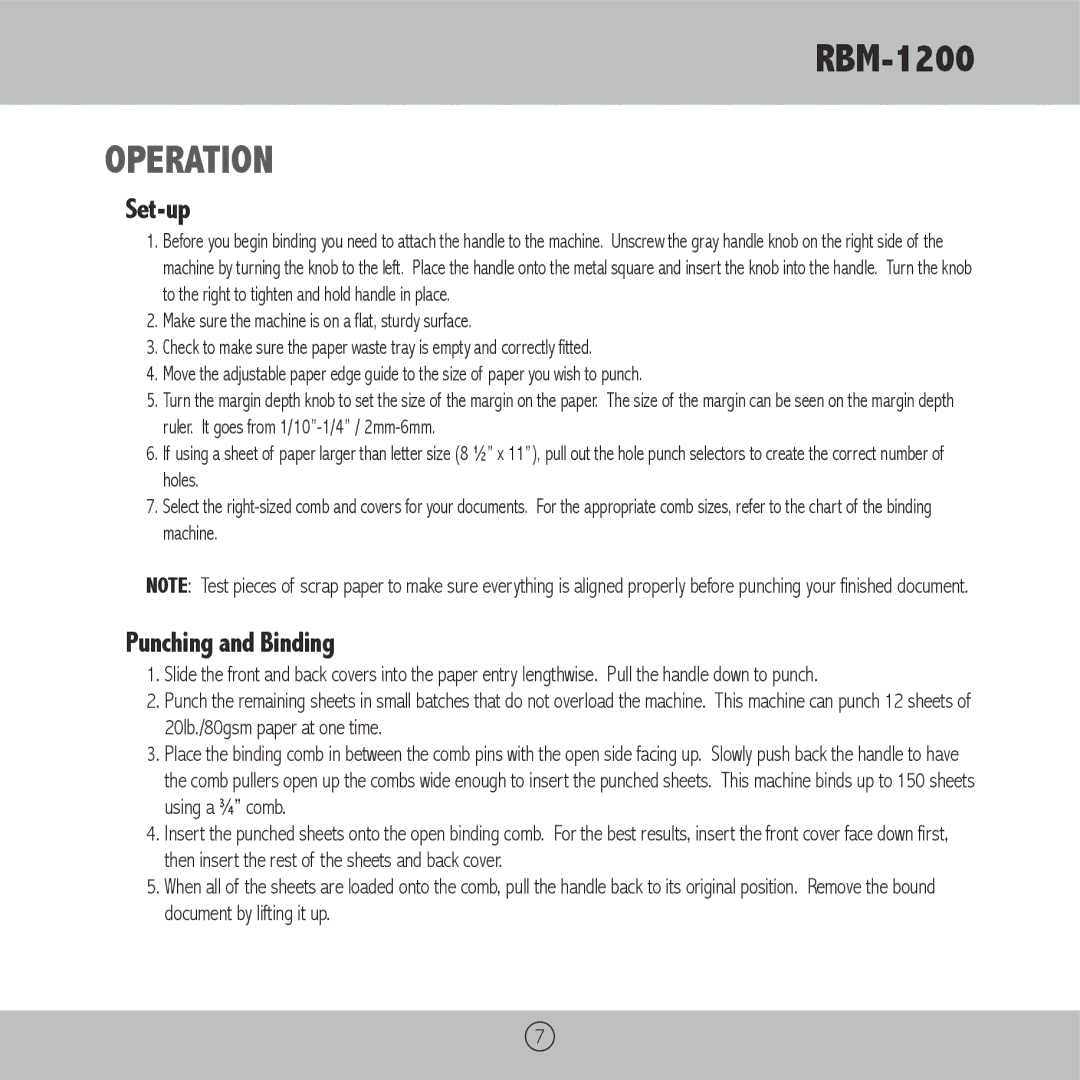 Royal Sovereign RBM-1200 owner manual Operation, Set-up 