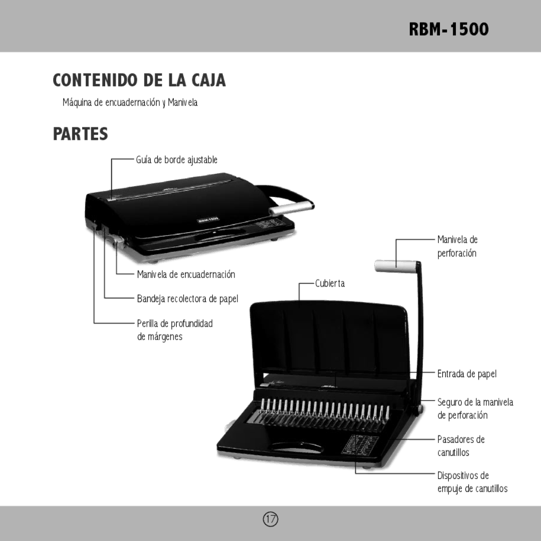 Royal Sovereign RBM-1500 owner manual Contenido DE LA Caja, Partes 