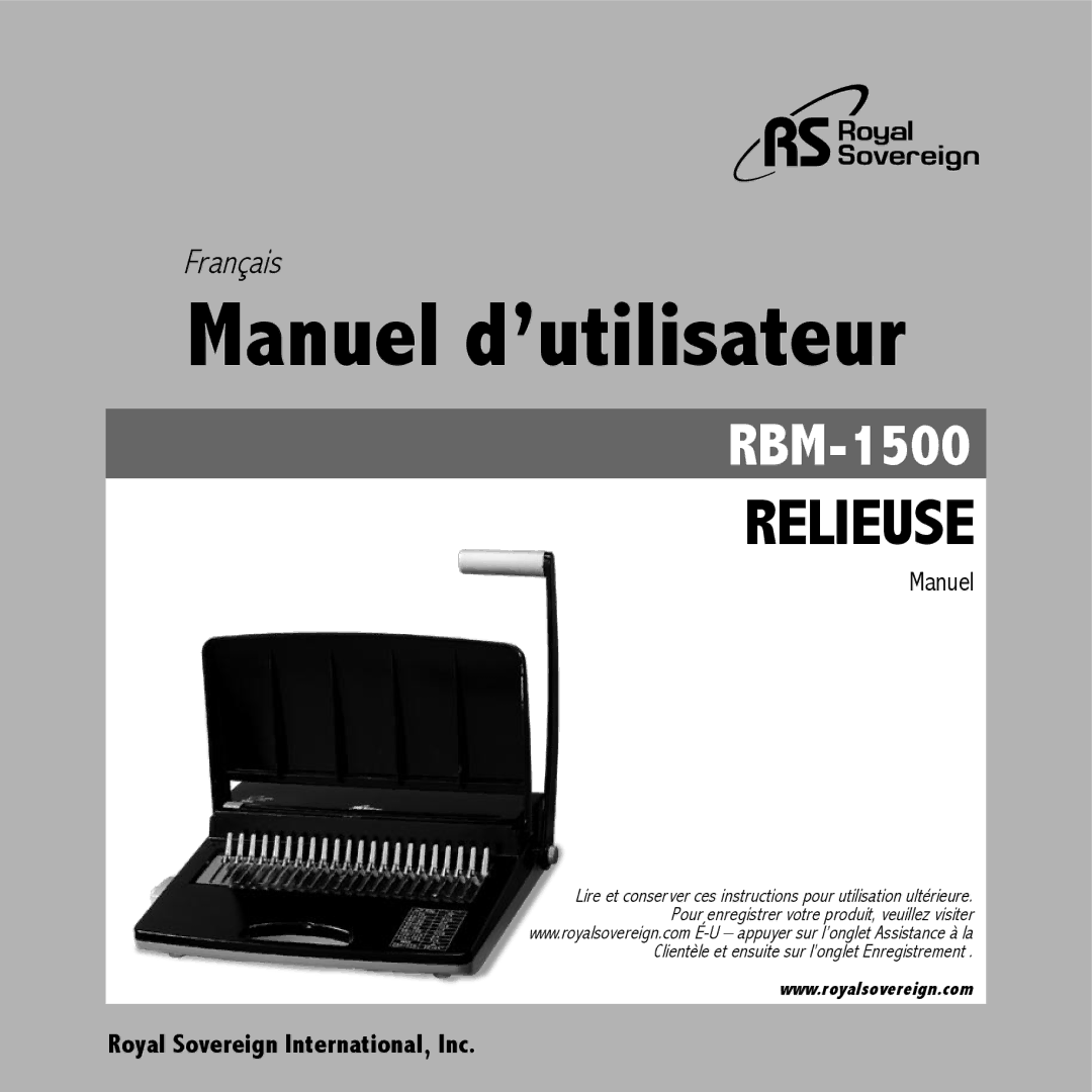 Royal Sovereign RBM-1500 owner manual Manuel d’utilisateur 