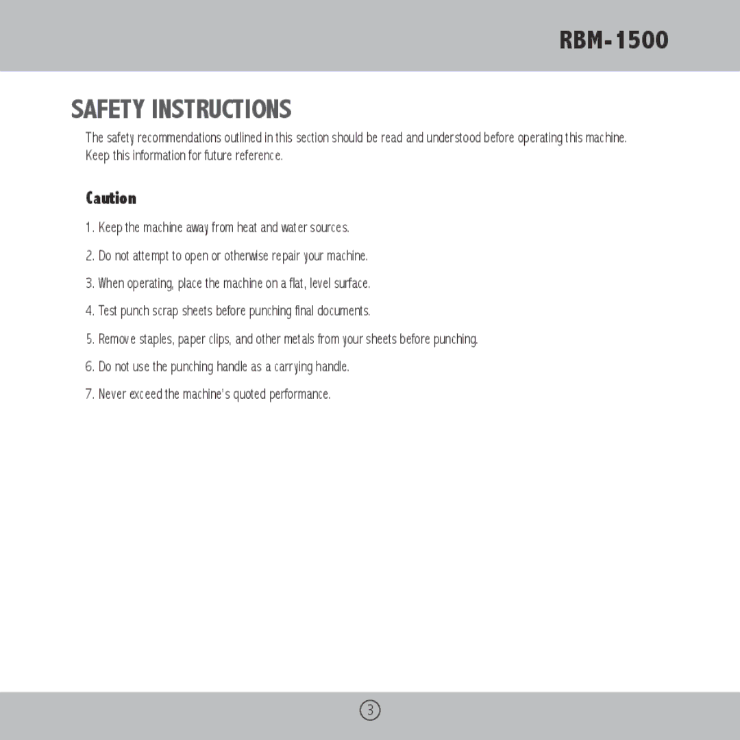 Royal Sovereign RBM-1500 owner manual Safety Instructions 