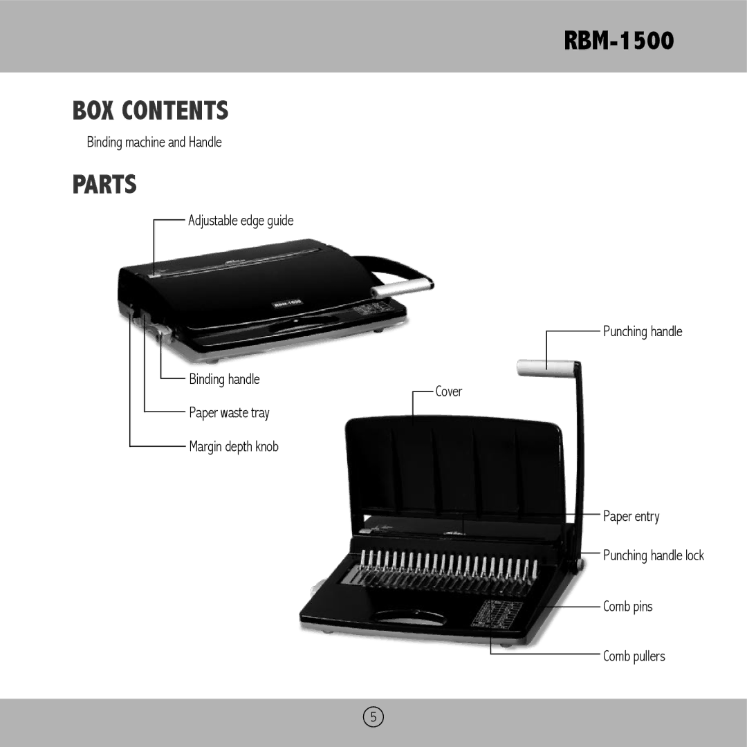 Royal Sovereign RBM-1500 owner manual BOX Contents, Parts 