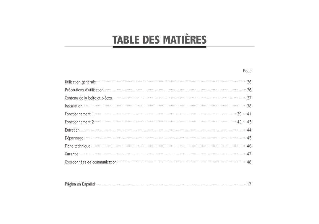 Royal Sovereign RDH-170, RDH-150, RDH-130 owner manual Table DES Matières 