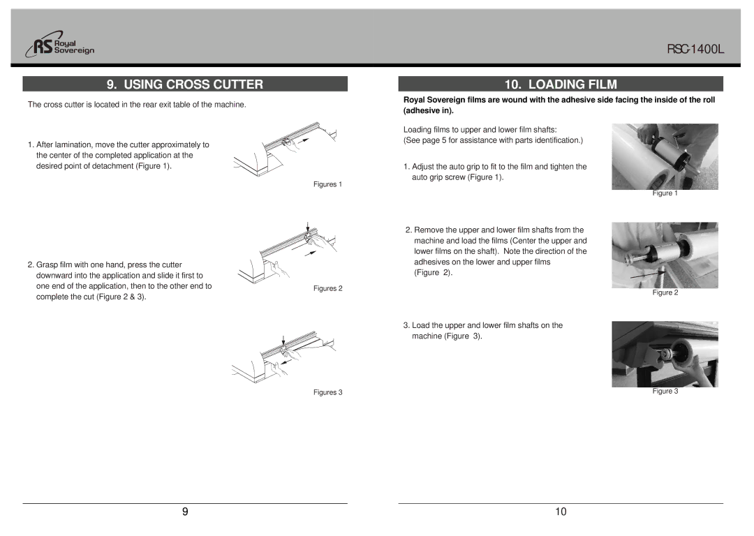 Royal Sovereign RSC-1400L owner manual Using Cross Cutter, Loading Film 