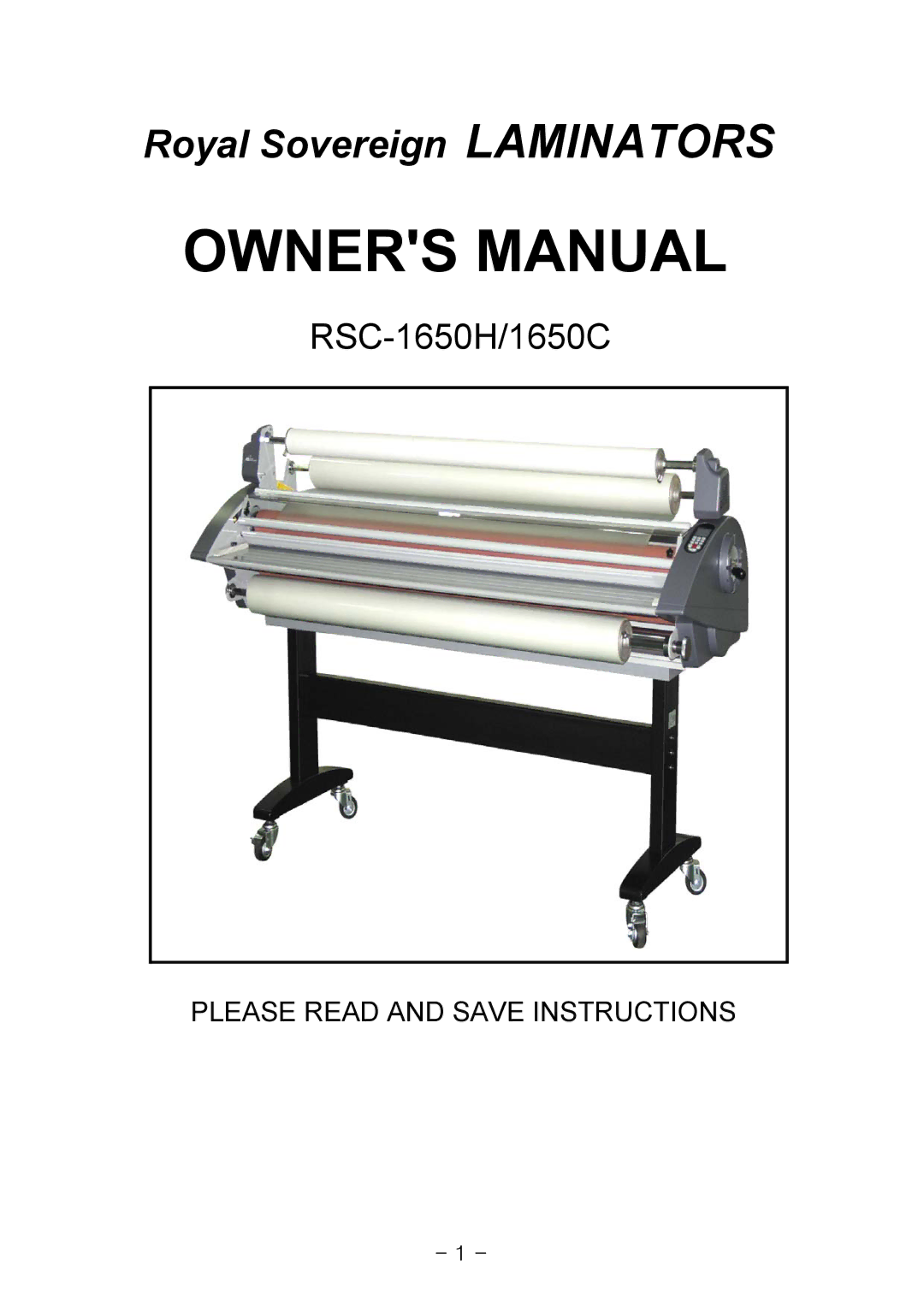 Royal Sovereign 1650C, RSC-1650H owner manual Royal Sovereign Laminators 