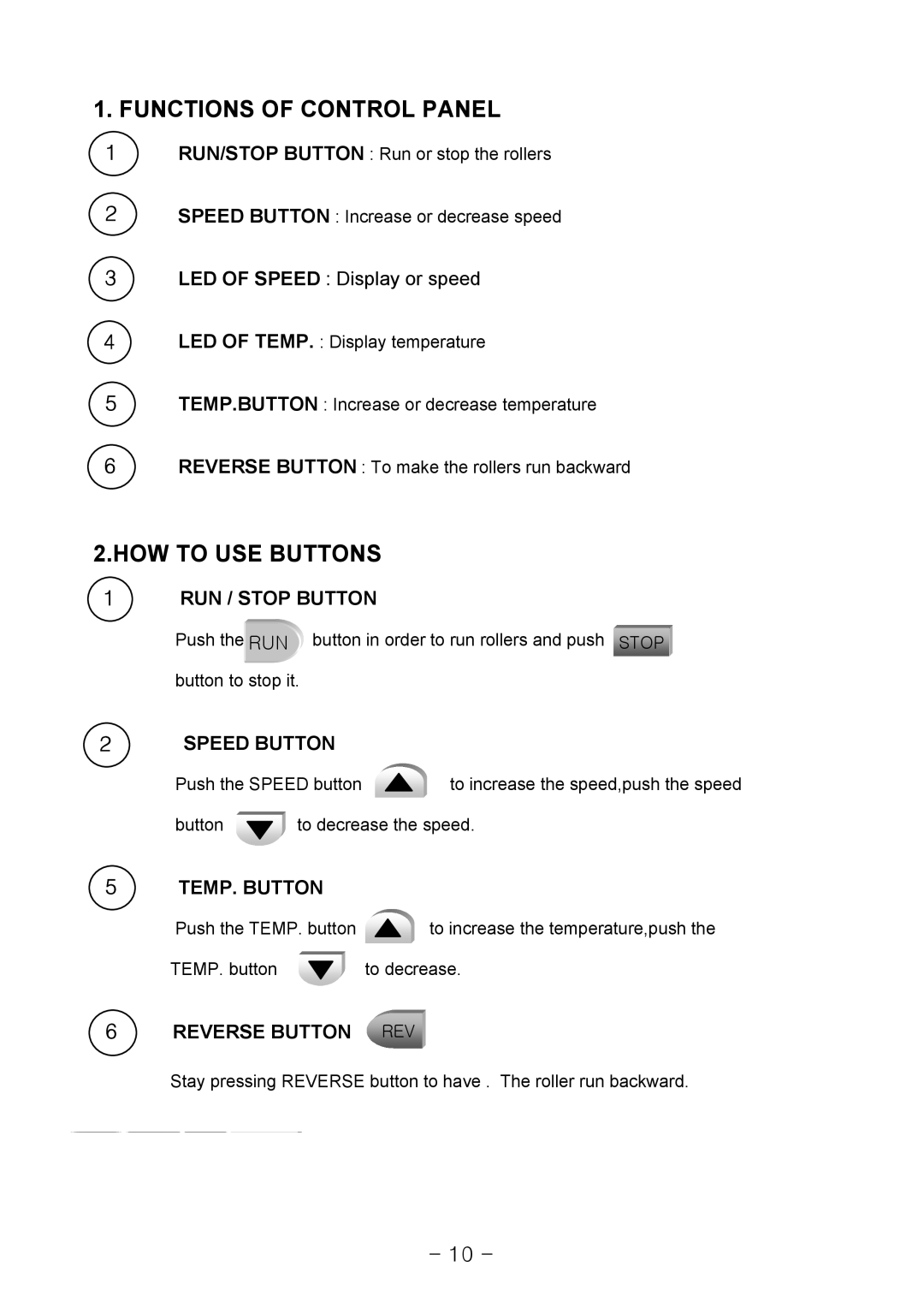 Royal Sovereign RSC-1650H, 1650C owner manual Functions of Control Panel, HOW to USE Buttons 