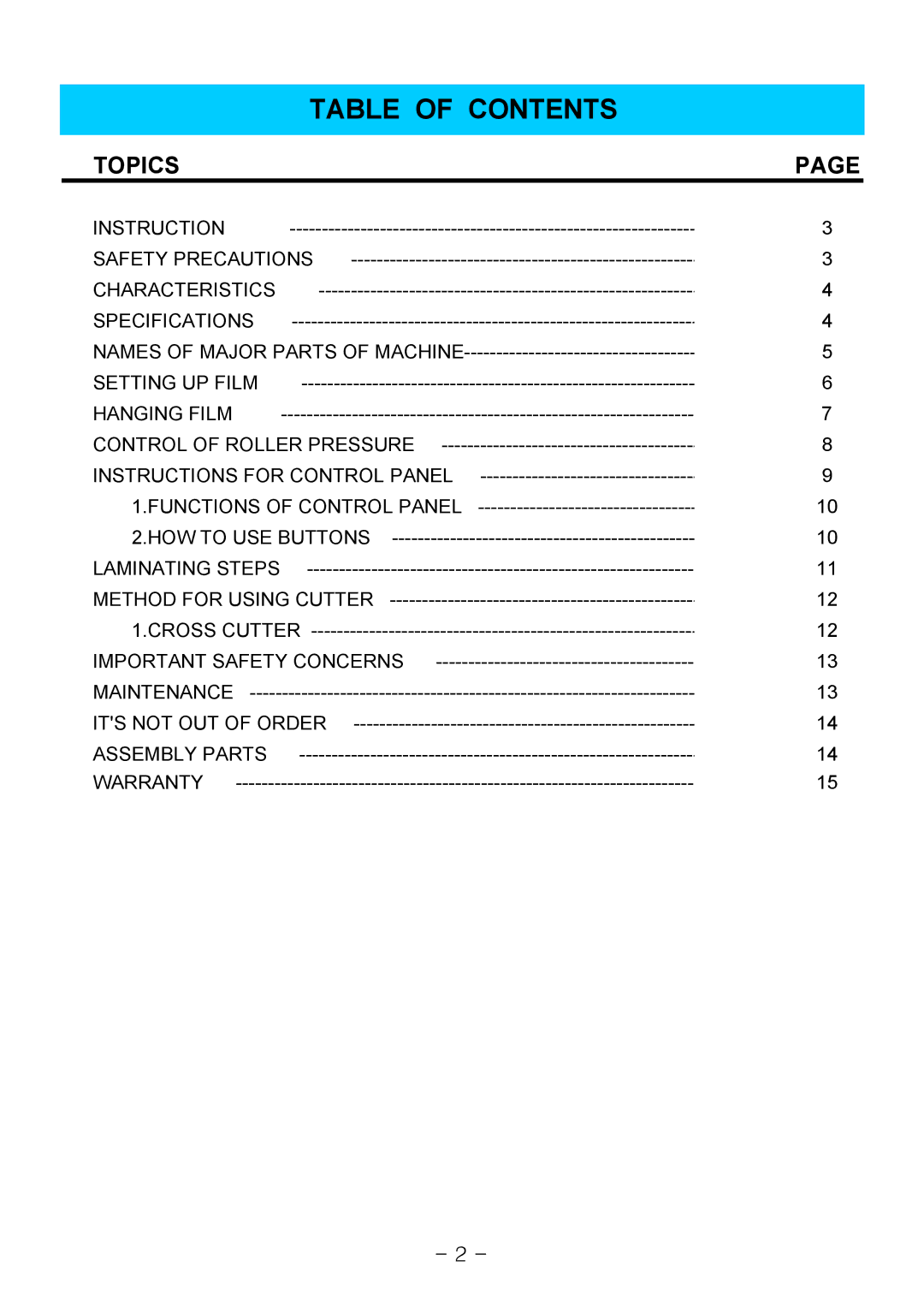 Royal Sovereign RSC-1650H, 1650C owner manual Table of Contents 