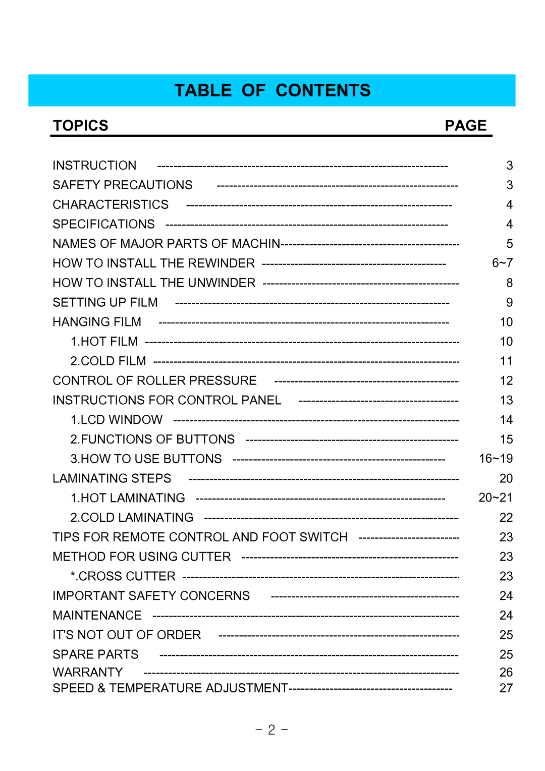 Royal Sovereign RSH-1050, 1650, RSR-685 owner manual Table of Contents 