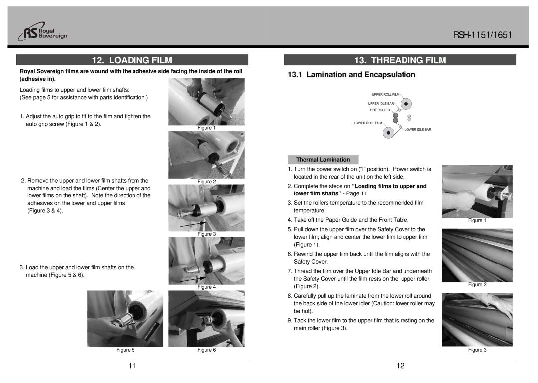 Royal Sovereign RSH-1651, RSH-1151 Loading Film, Threading Film, Lamination and Encapsulation, Thermal Lamination 