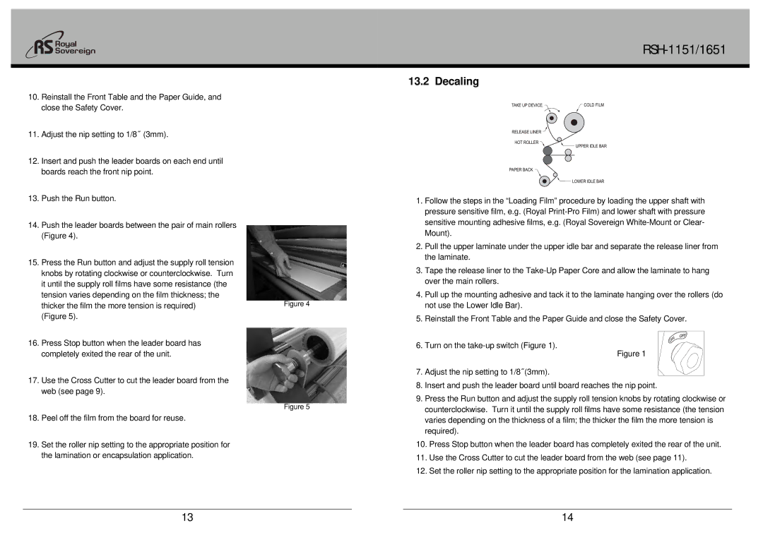 Royal Sovereign RSH-1151, RSH-1651 owner manual Decaling 