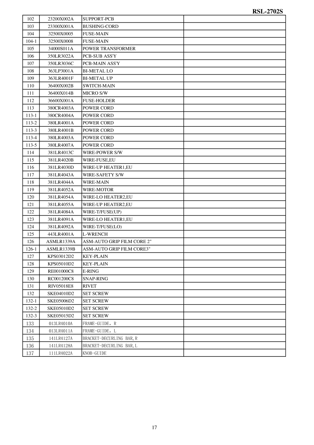 Royal Sovereign RSL-382S, RSL-2702S service manual Support-Pcb 