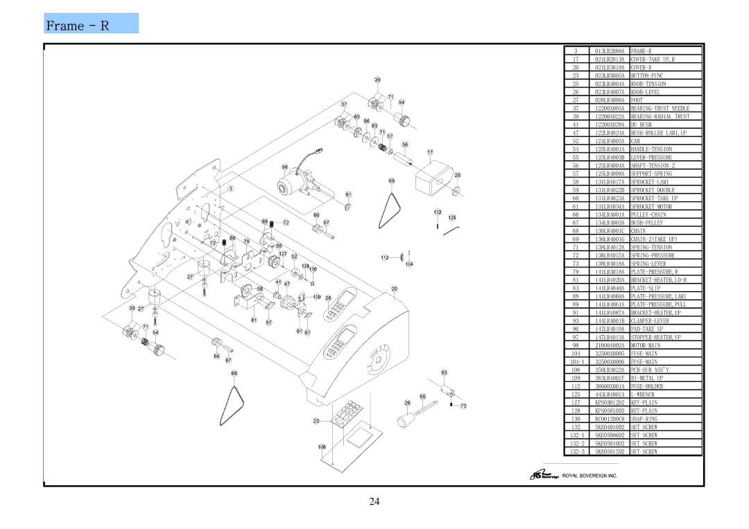 Royal Sovereign RSL-2702S, RSL-382S service manual Frame R 