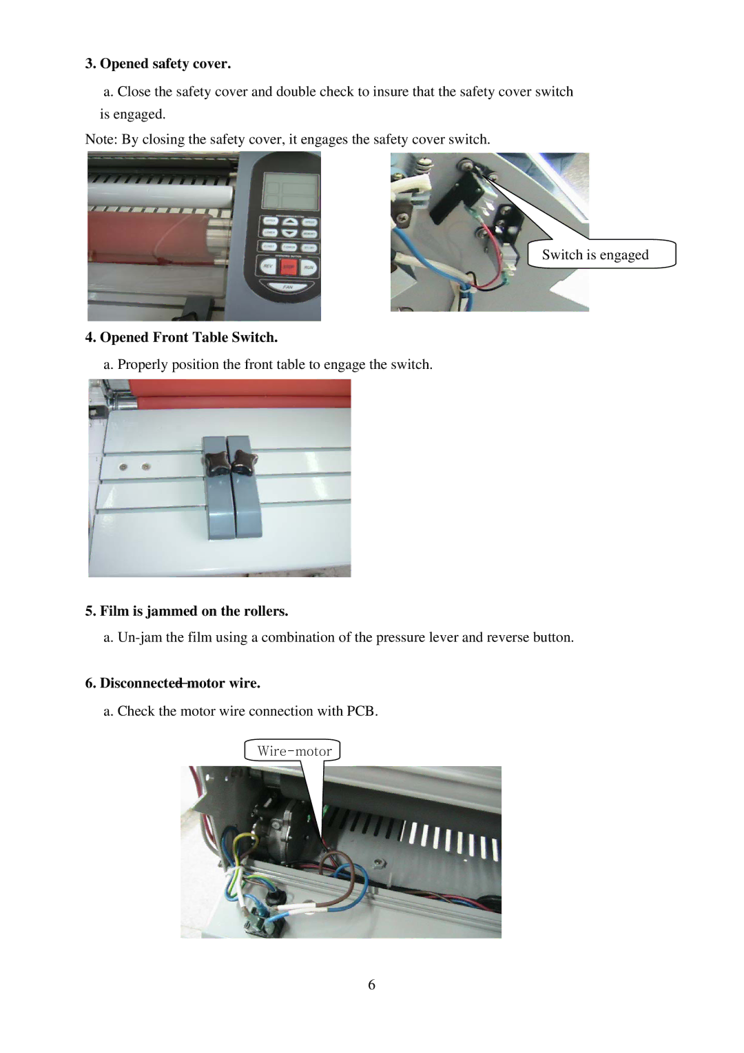 Royal Sovereign RSL-2702S, RSL-382S service manual Opened safety cover, Opened Front Table Switch 