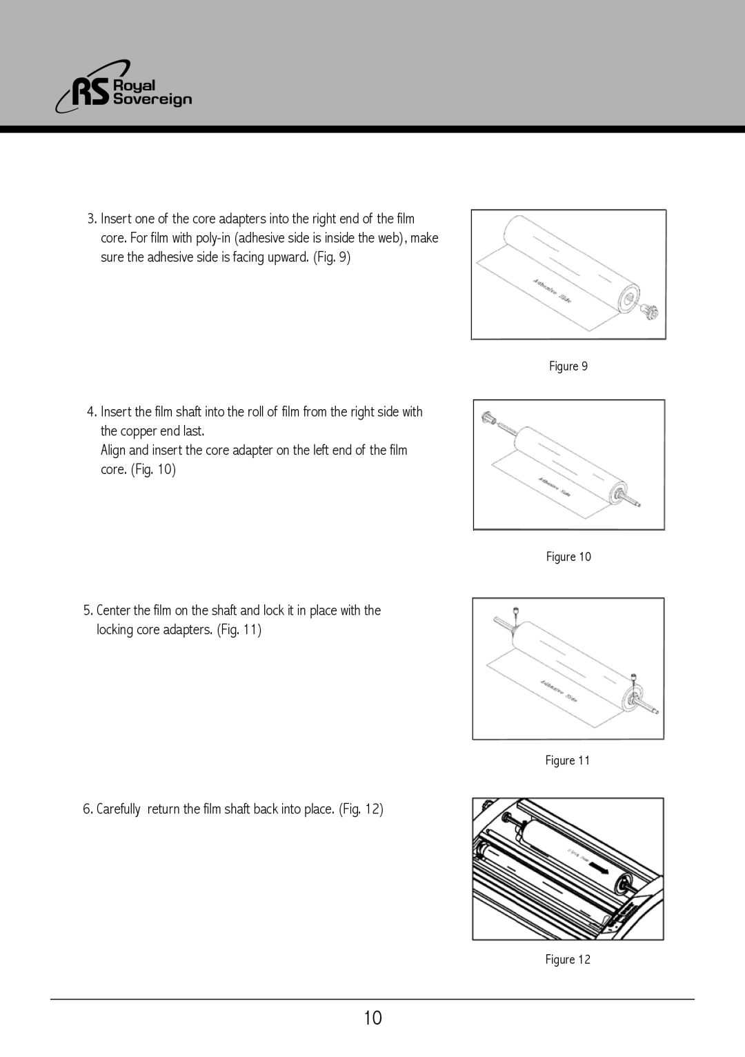 Royal Sovereign RSL2701S, RSL2701U owner manual Carefully return the film shaft back into place. Fig 