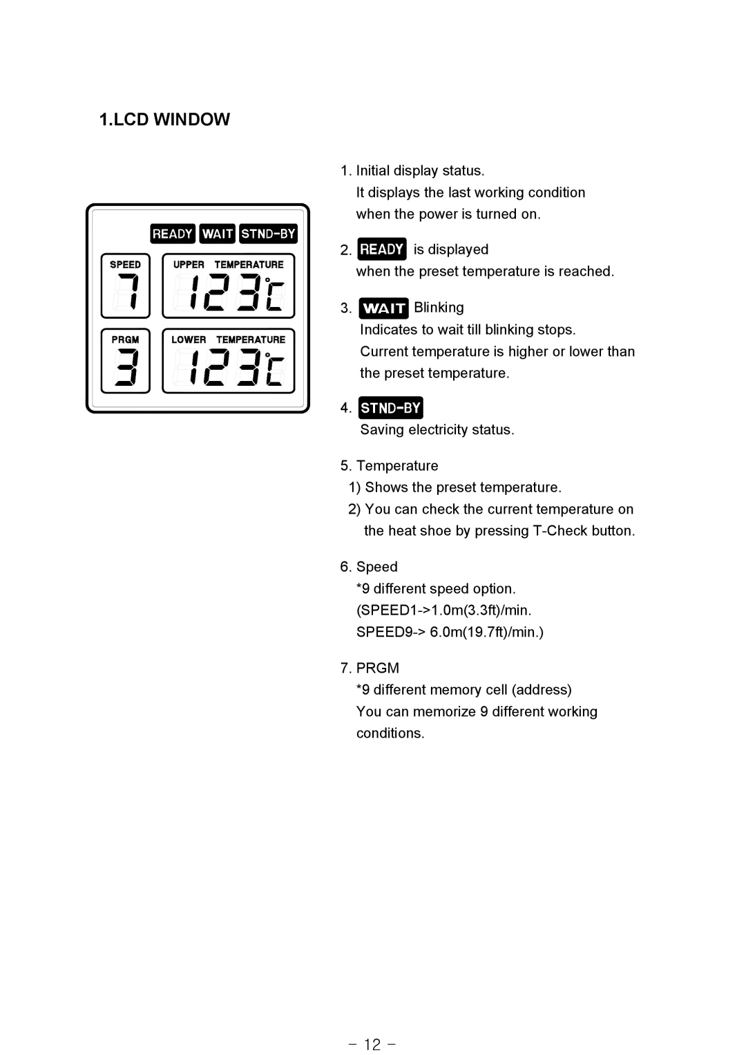 Royal Sovereign RSS-1050, RSS-1200, RSS-685 owner manual LCD Window 