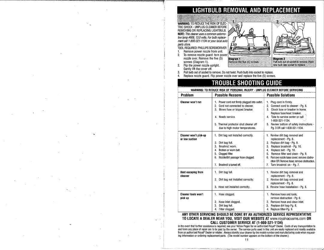 Royal Vacuums RY3050 manual 