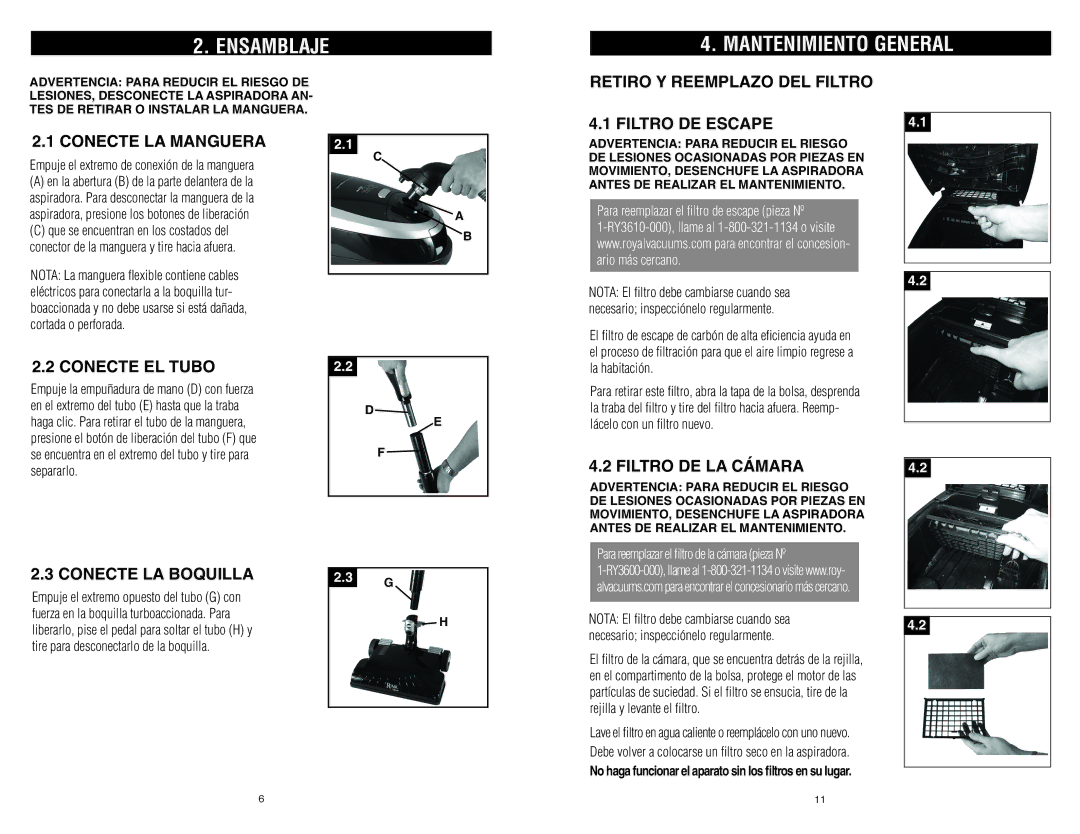 Royal Vacuums S20 owner manual Ensamblaje 