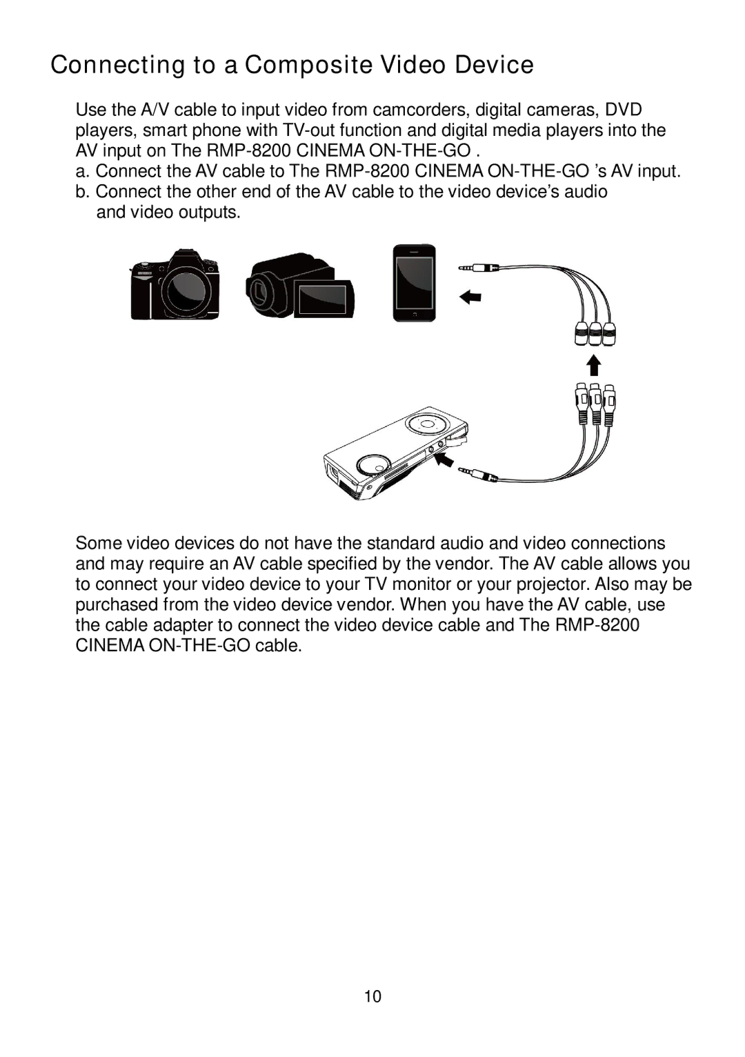 RoyalTek RMP-8200 user manual Connecting to a Composite Video Device 