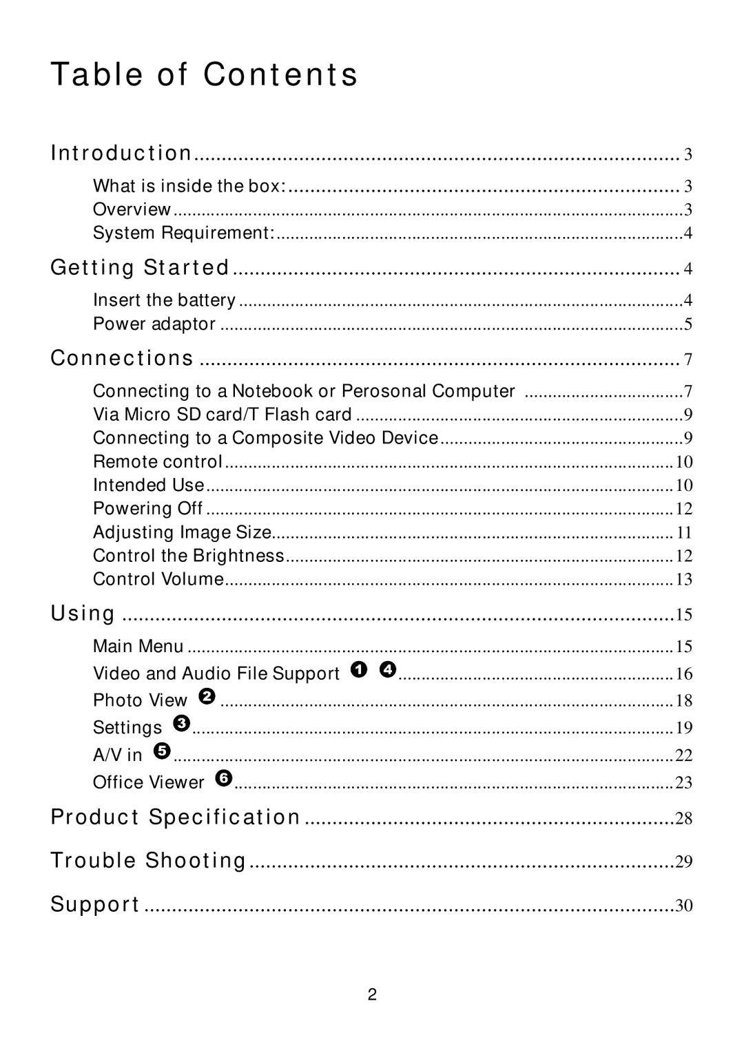 RoyalTek RMP-8200 user manual Table of Contents 