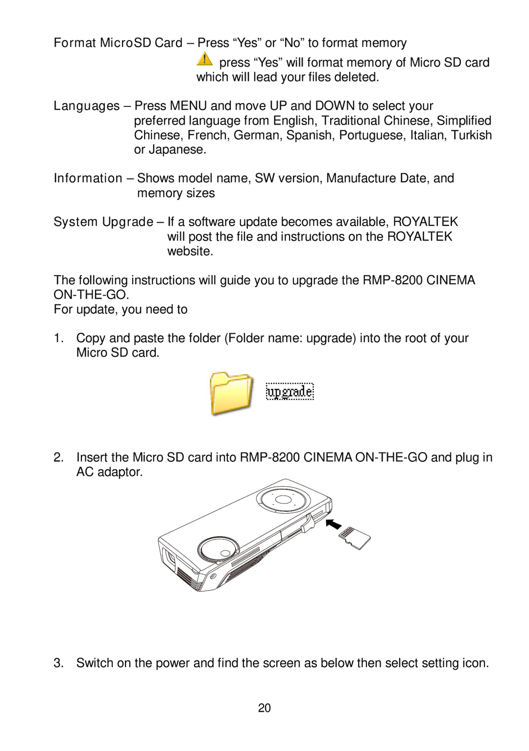 RoyalTek RMP-8200 user manual 