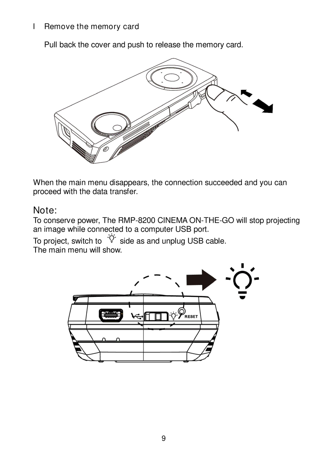 RoyalTek RMP-8200 user manual Remove the memory card 