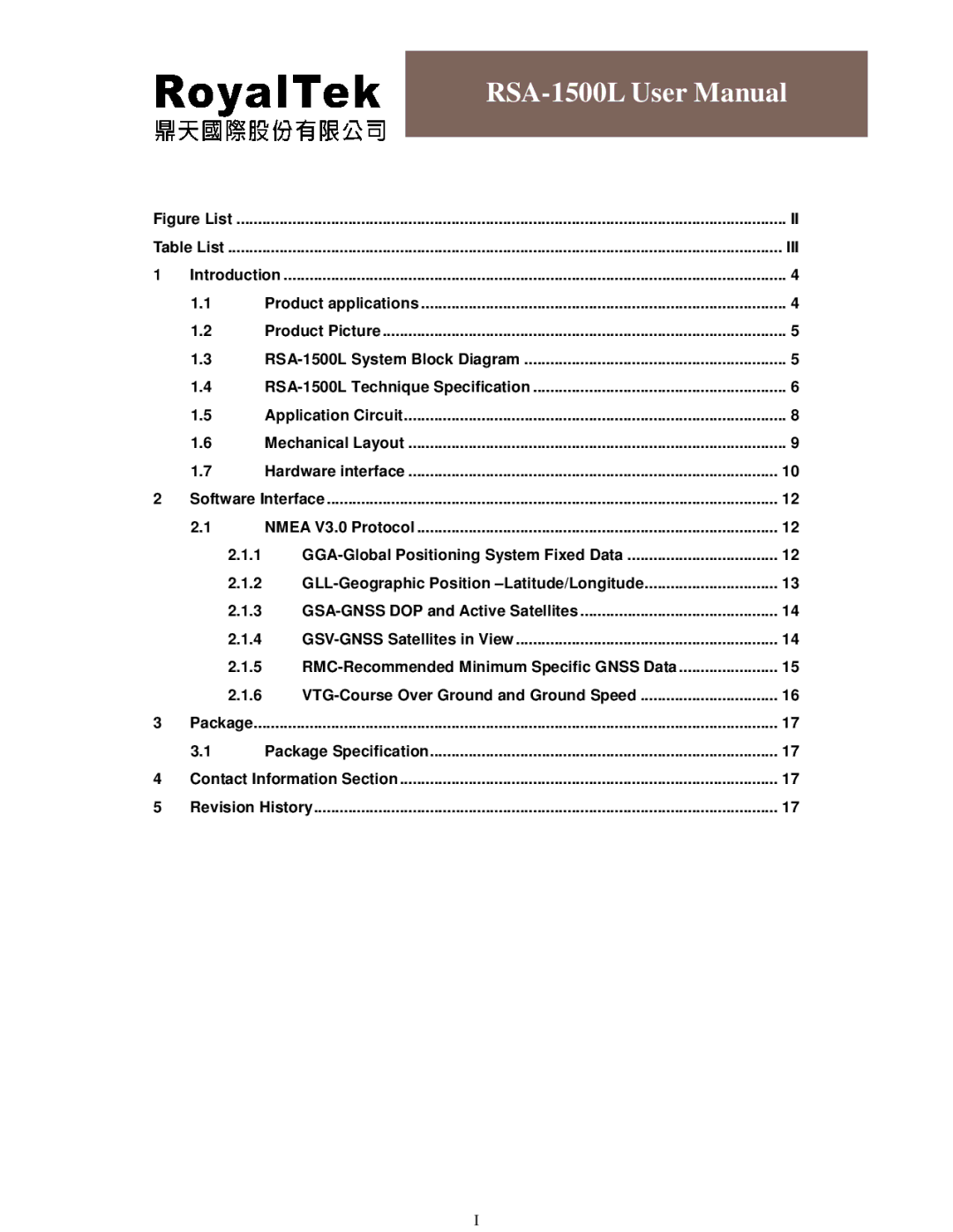 RoyalTek RSA-1500L user manual Iii 