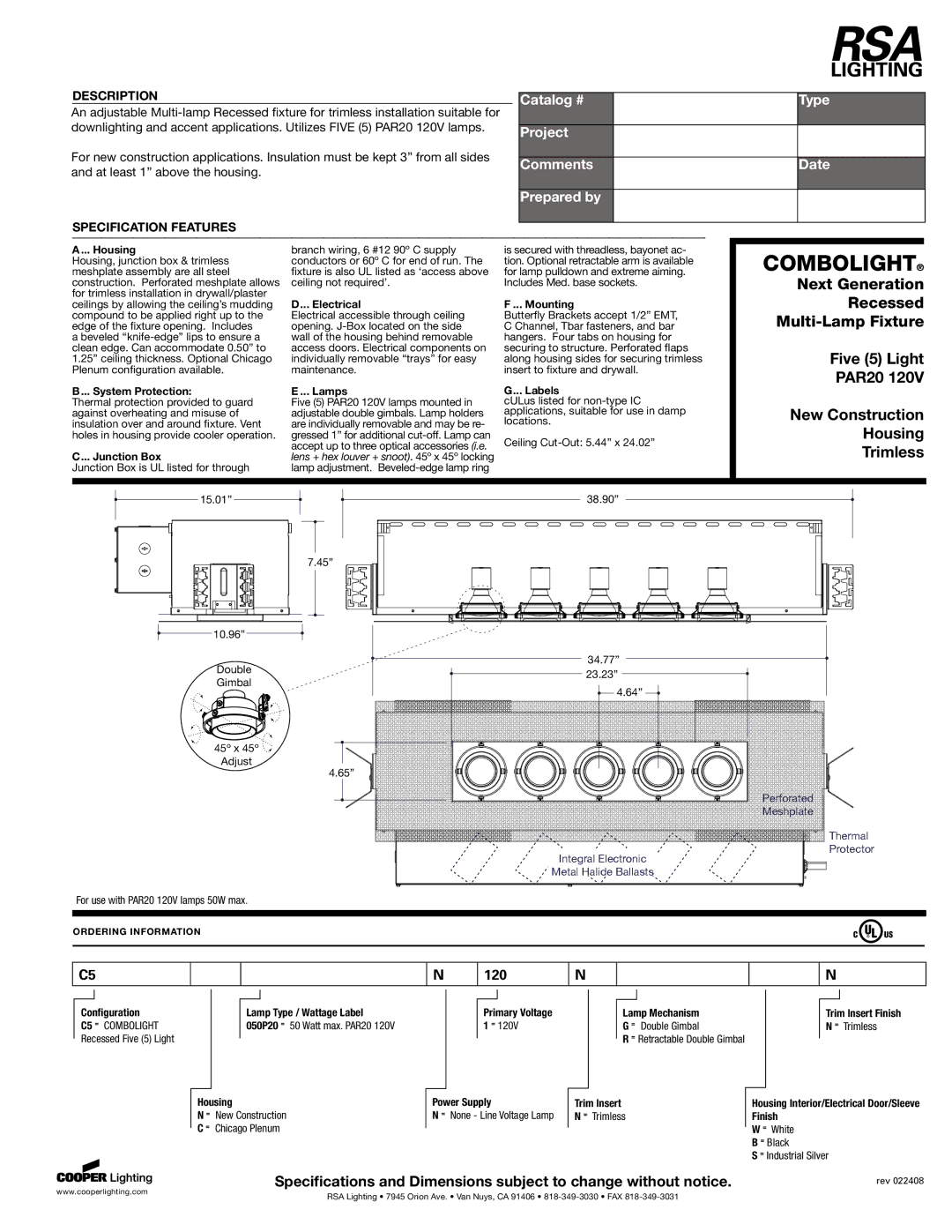 RSA Lighting ASIM1 specifications Housing, System Protection, Junction Box, Electrical, Lamps, Mounting, Labels 