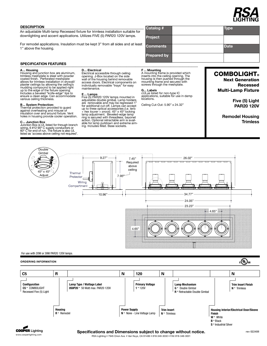 RSA Lighting TXP4 specifications Housing, System Protection, Junction Box, Electrical, Lamps, Mounting, Labels 