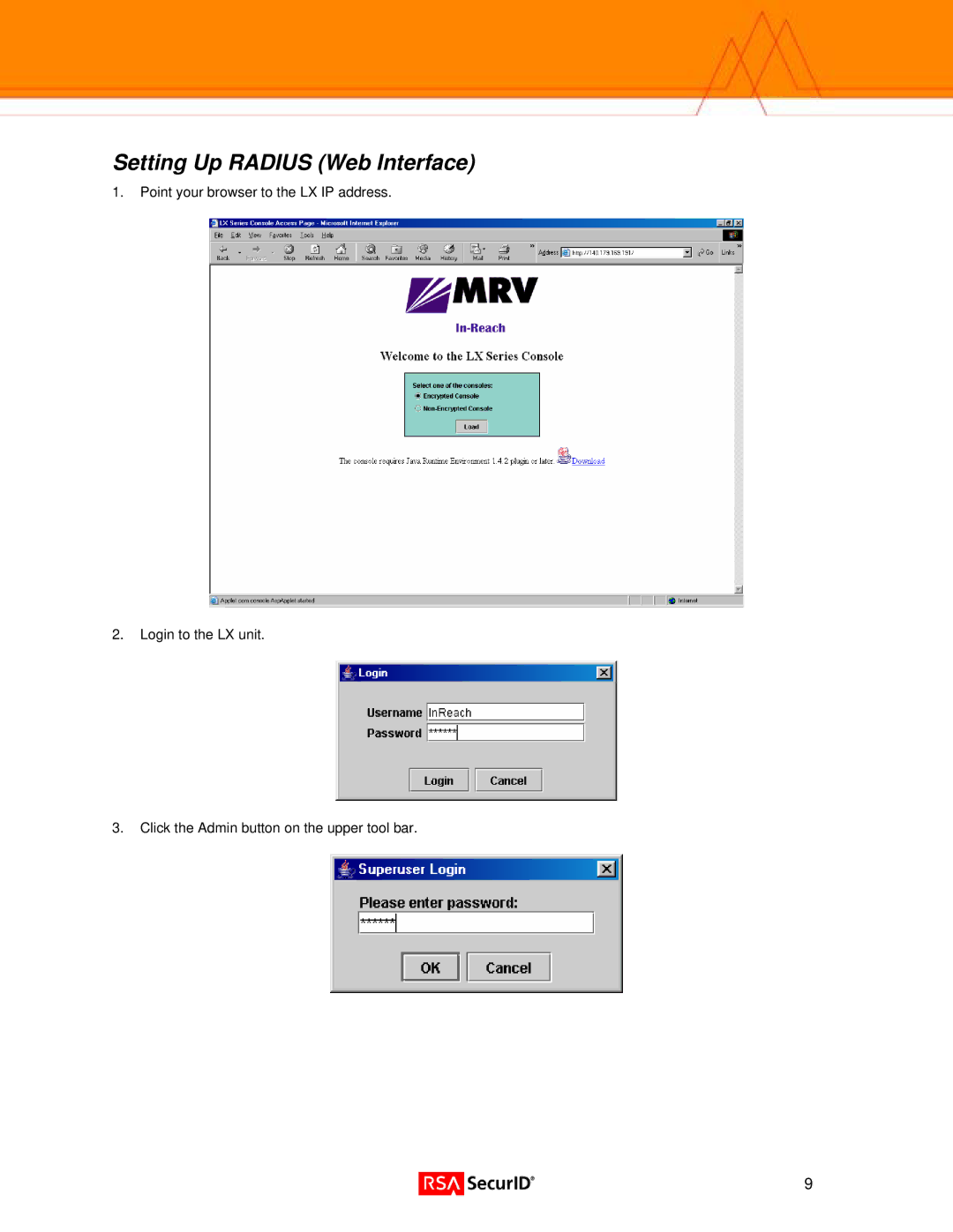 RSA Security 3.6.0 manual Setting Up Radius Web Interface 