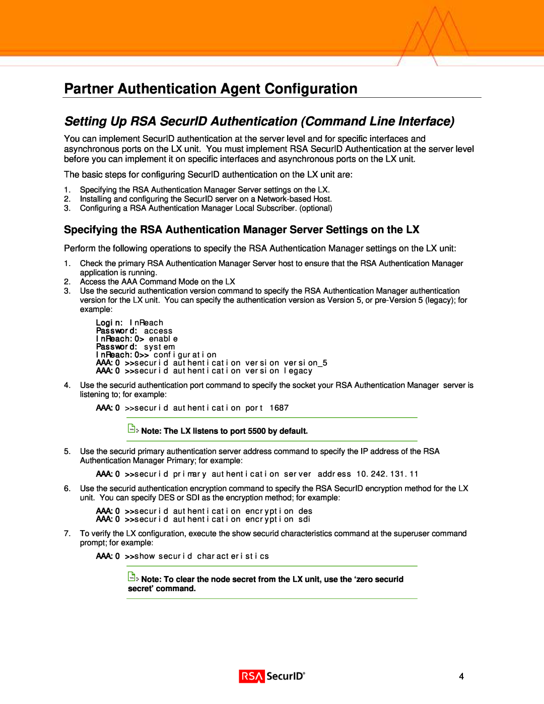 RSA Security 3.6.0 manual Partner Authentication Agent Configuration 