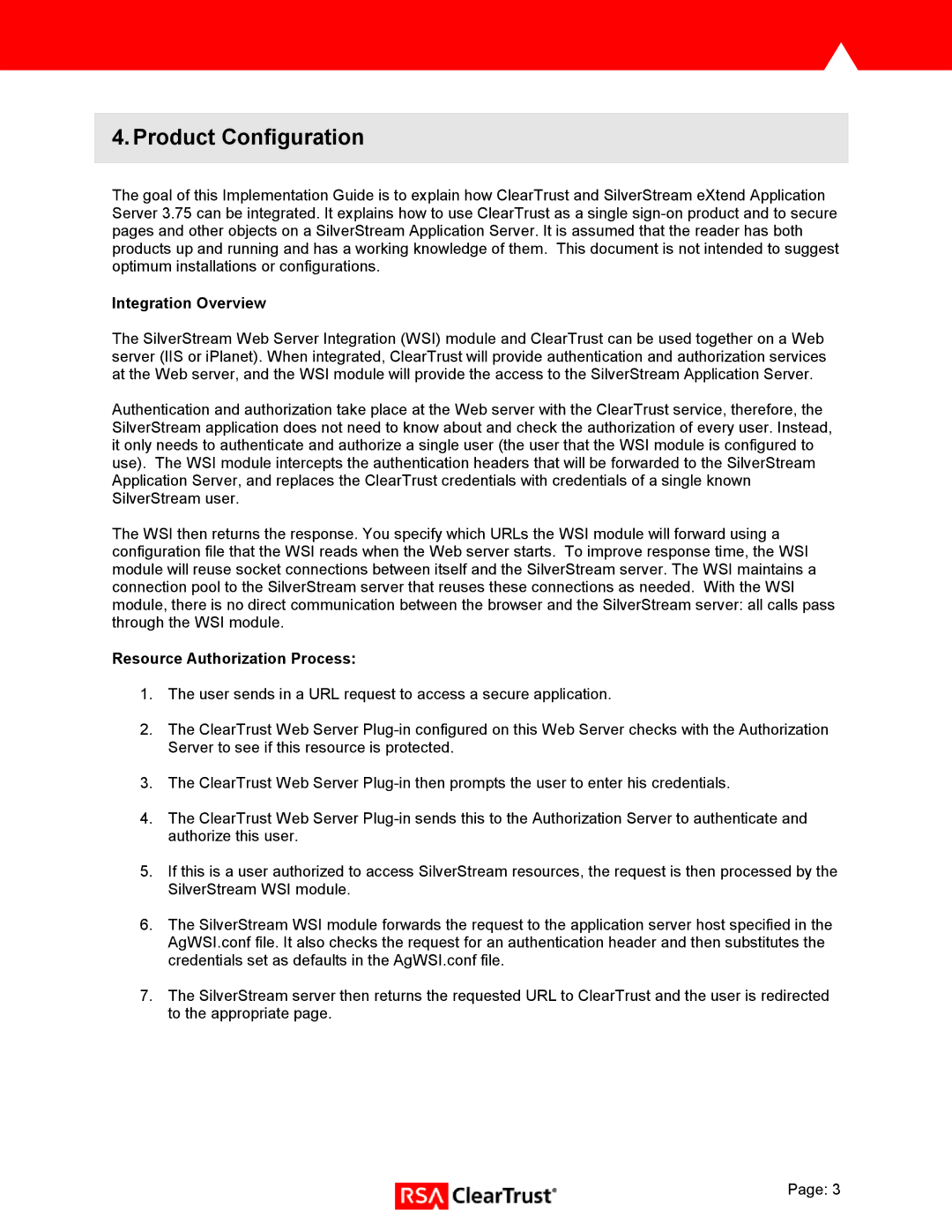 RSA Security 3.75 manual Product Configuration, Integration Overview, Resource Authorization Process 