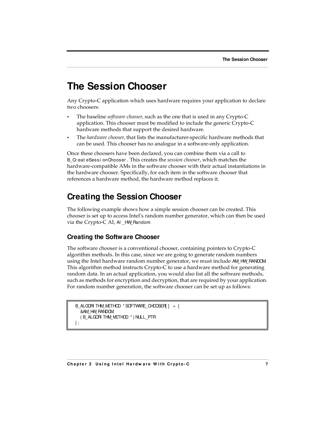 RSA Security 4.3 manual Creating the Session Chooser, Creating the Software Chooser 